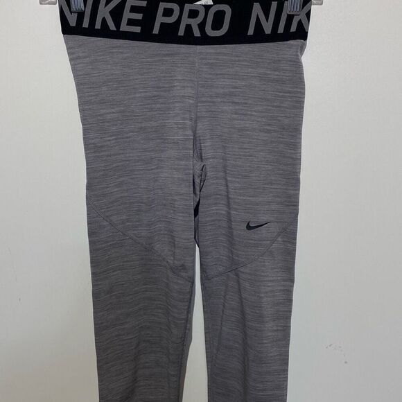 Nike Pro Dri-Fit Women's Gray Heather Elastic Waist Compression Leggings Medium - Picture 1 of 8